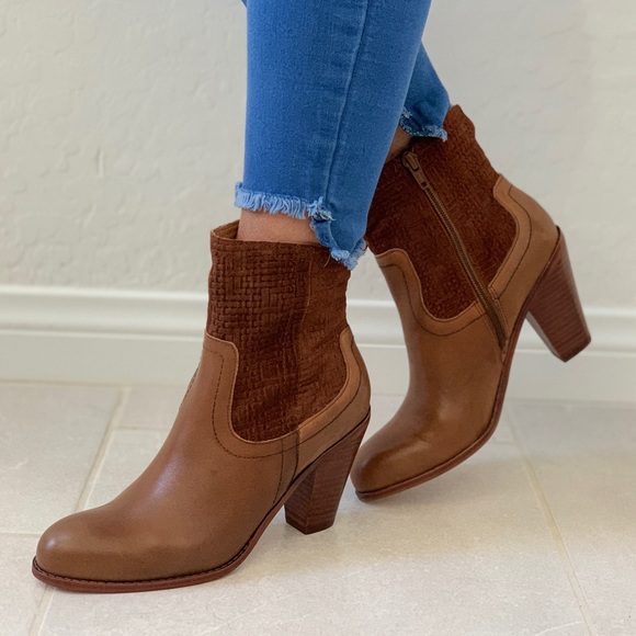 Tumbled Distressed Leather Woven Detail Boot - Picture 5 of 8